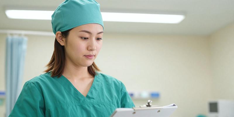 カルテを確認する外科医