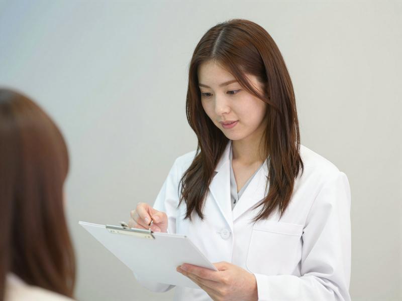 同僚と薬について話す薬剤師