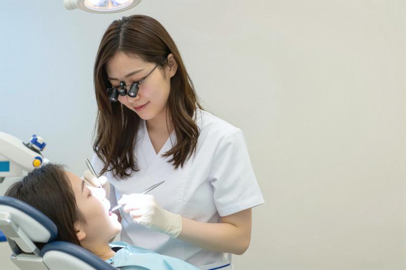 患者の歯を診る歯科衛生士