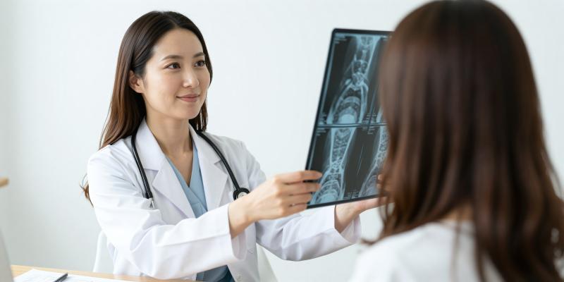 レントゲンを説明する女医