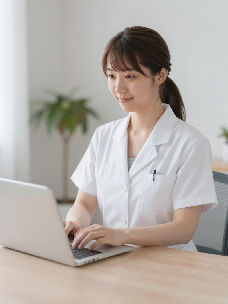 オンライン診療を行う女性医師