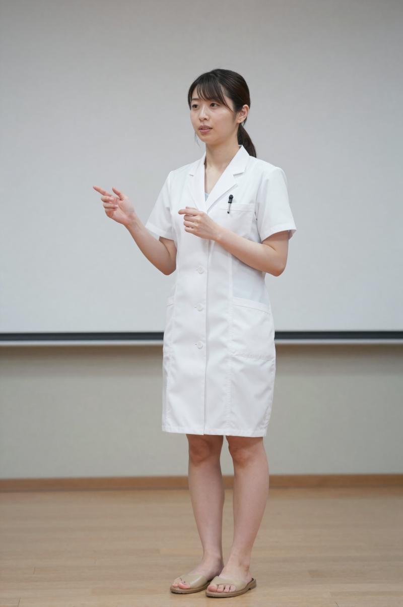 医療学会で発表する女性医師