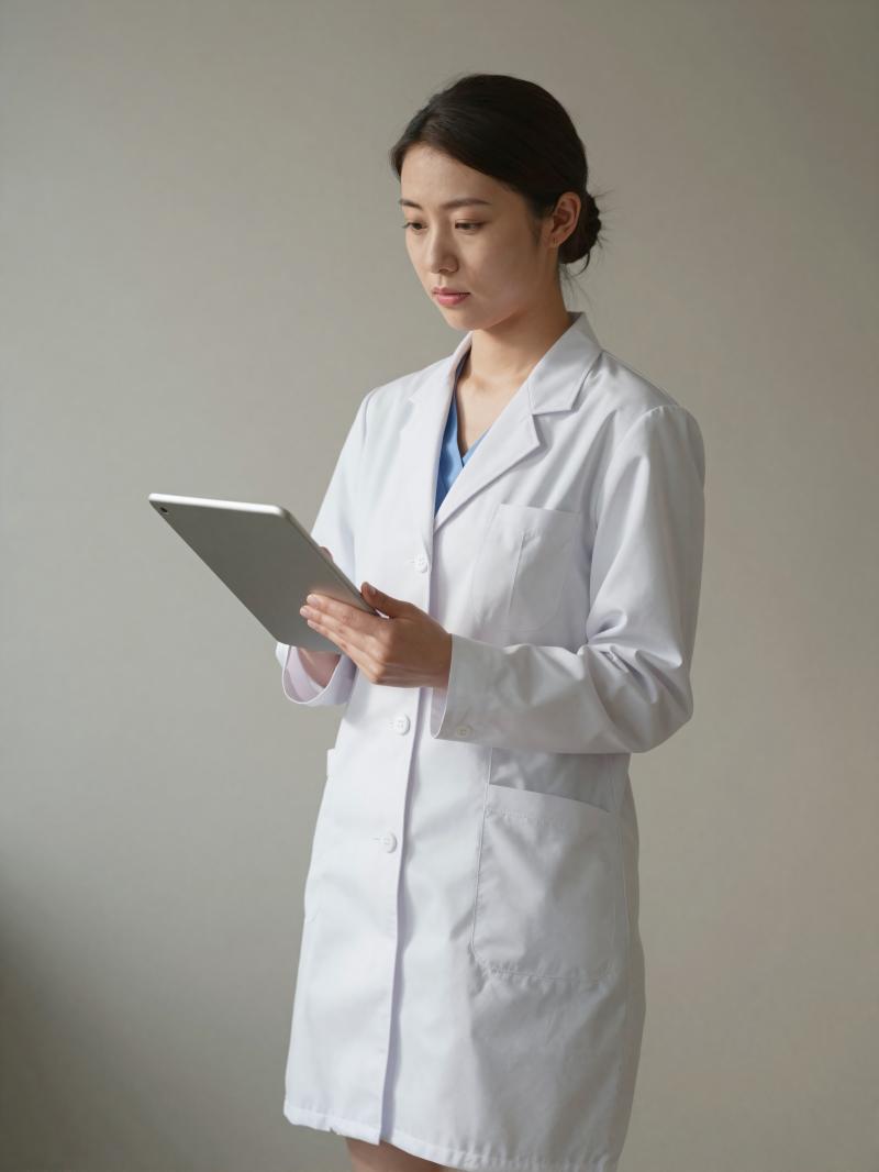カルテを確認する女性医師