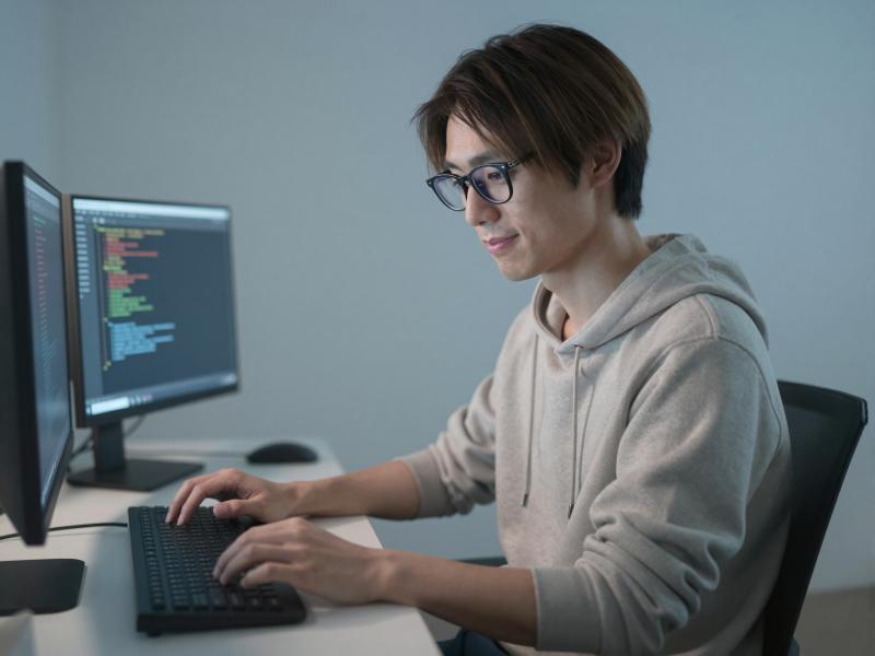 集中してコーディングするエンジニア