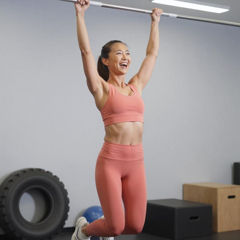 懸垂をする女性の後ろ姿