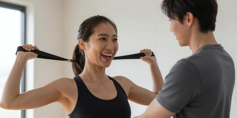 リハビリテーションを行う男性の顔