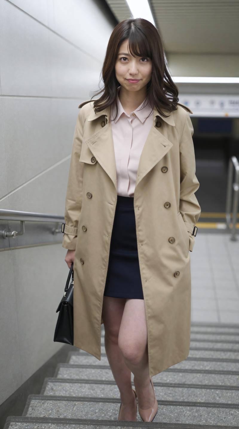 ネイビーのブラウスを着た女性のポートレート