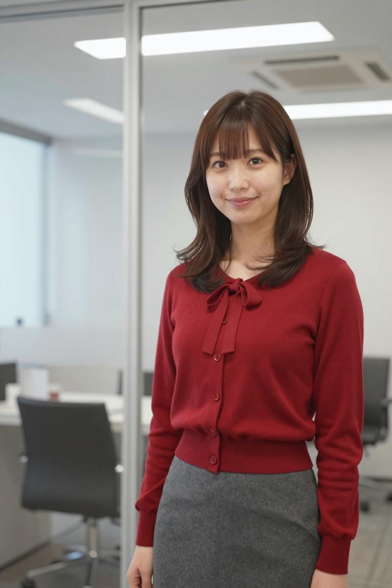 オフィスの笑顔な女性ポートレート