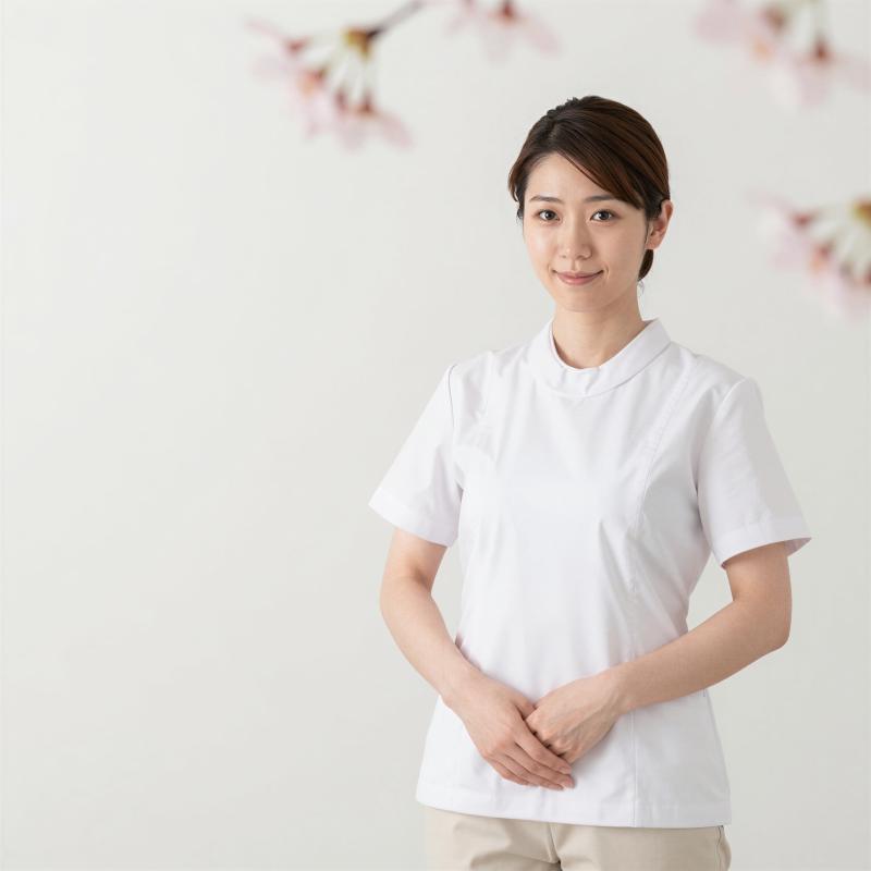 白のユニフォームを着た女性のポートレート