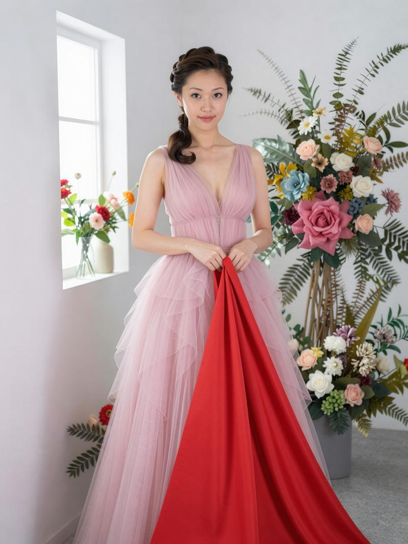 優雅なピンクドレスの麗人