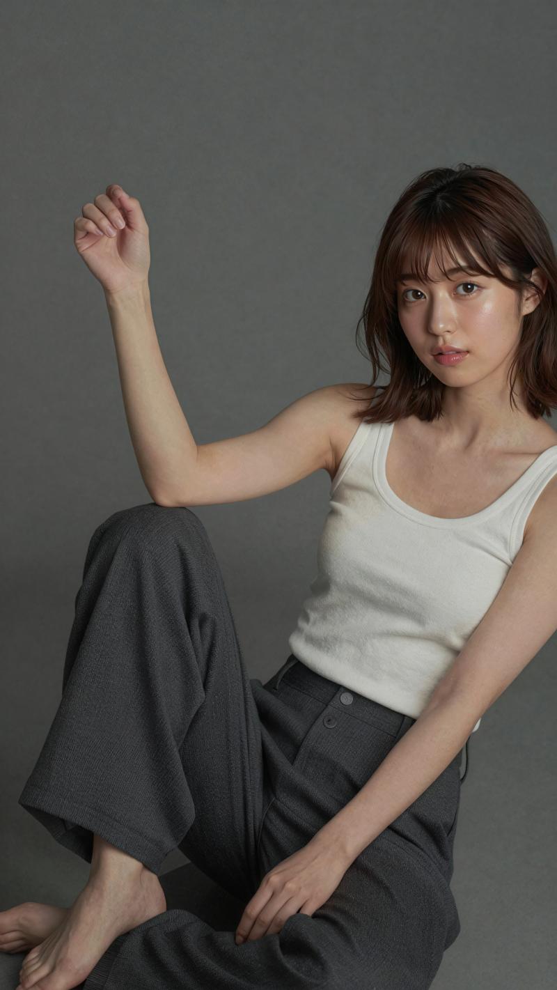 スタイリッシュな若手女優のポートレート写真