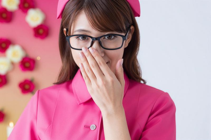 ピンクの制服を着たキャバクラ求人の女性ポートレート