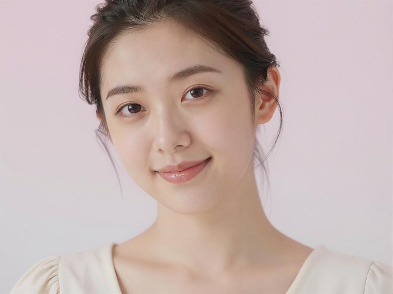 穏やかな笑顔の若き女性のポートレート写真