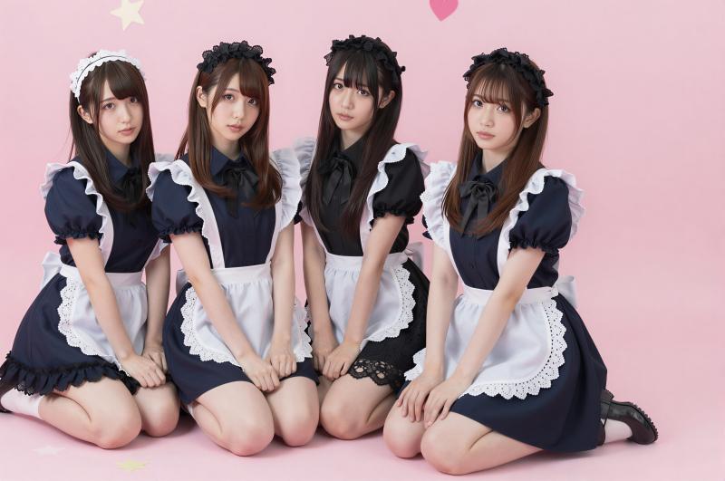 制服を着た4人の女性ポートレート写真