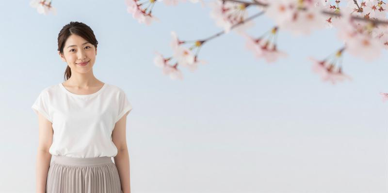 桜の季節に微笑む女性ポートレート