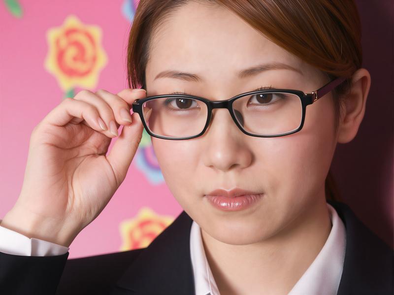 眼鏡を調整するビジネス女性のポートレート