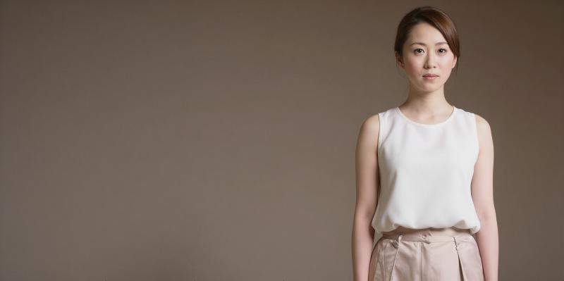 白無地トップスを着た若手女性のポートレート
