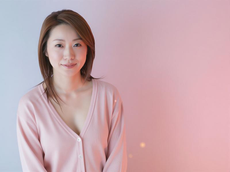 ピンクのセーラー服を着た若き女性のポートレート