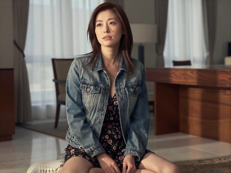 室内で座る大人の女性のポートレート写真