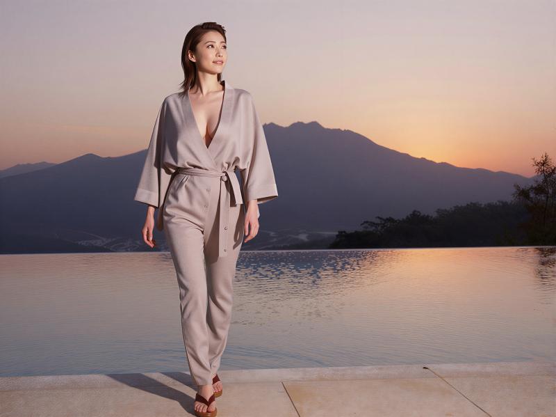 夕暮れ時の高級感あふれる女性ポートレート