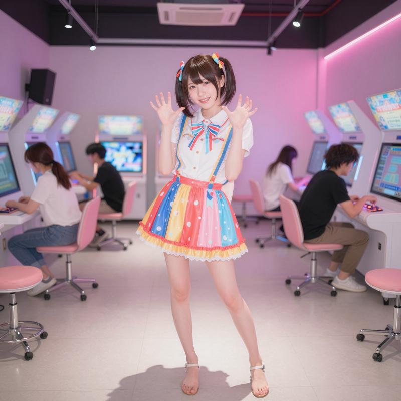カラフルな制服を着た少女のポートレート