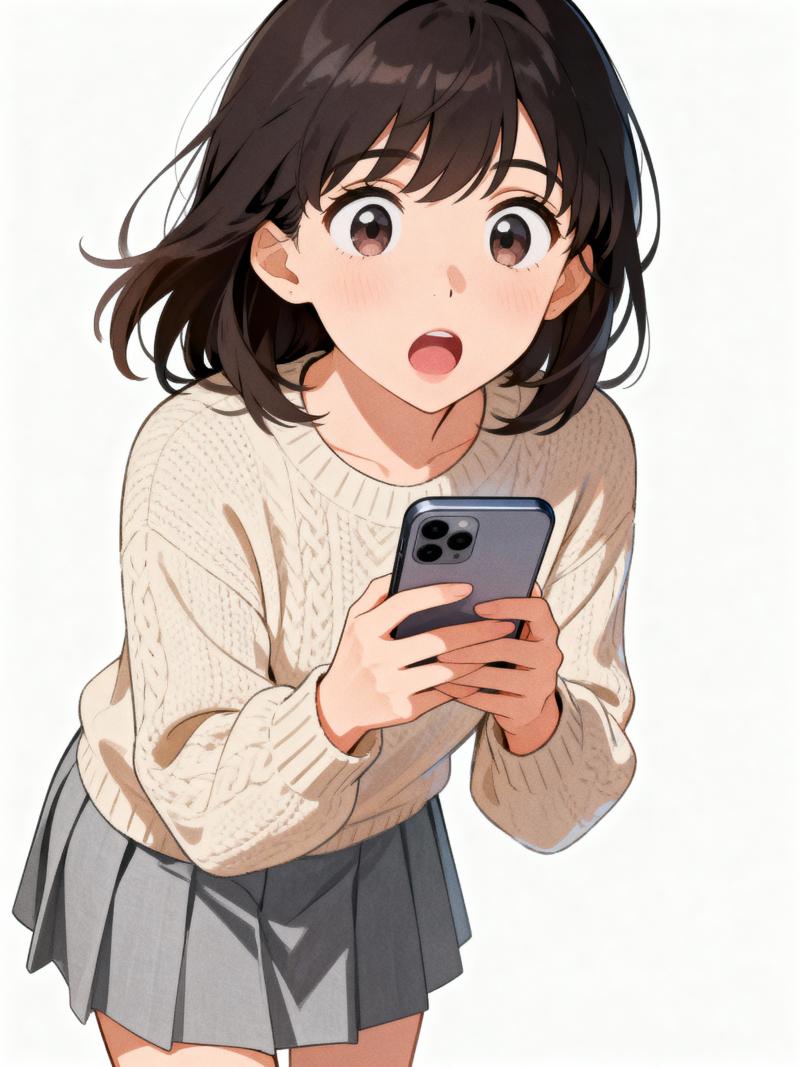 ダークブラウンの短い髪と、表情豊かな大きな茶色の目をした若い女の子が画像の中央に立ち...。