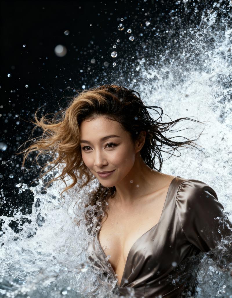 ポートレートカメラのアングルから撮影された、写真のようにリアルな女性のポートレート。