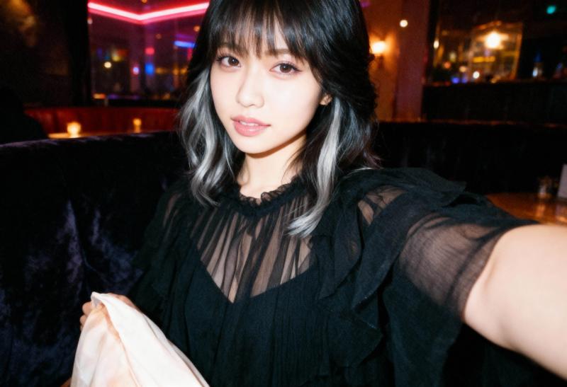 横から撮った自撮り写真。